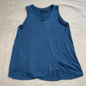 Tahari 100% Linen Sleeveless Tank Top Large Womens Blue Resort Beach